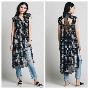 Free People Blue Mercer Street Maxi Blouse Tunic